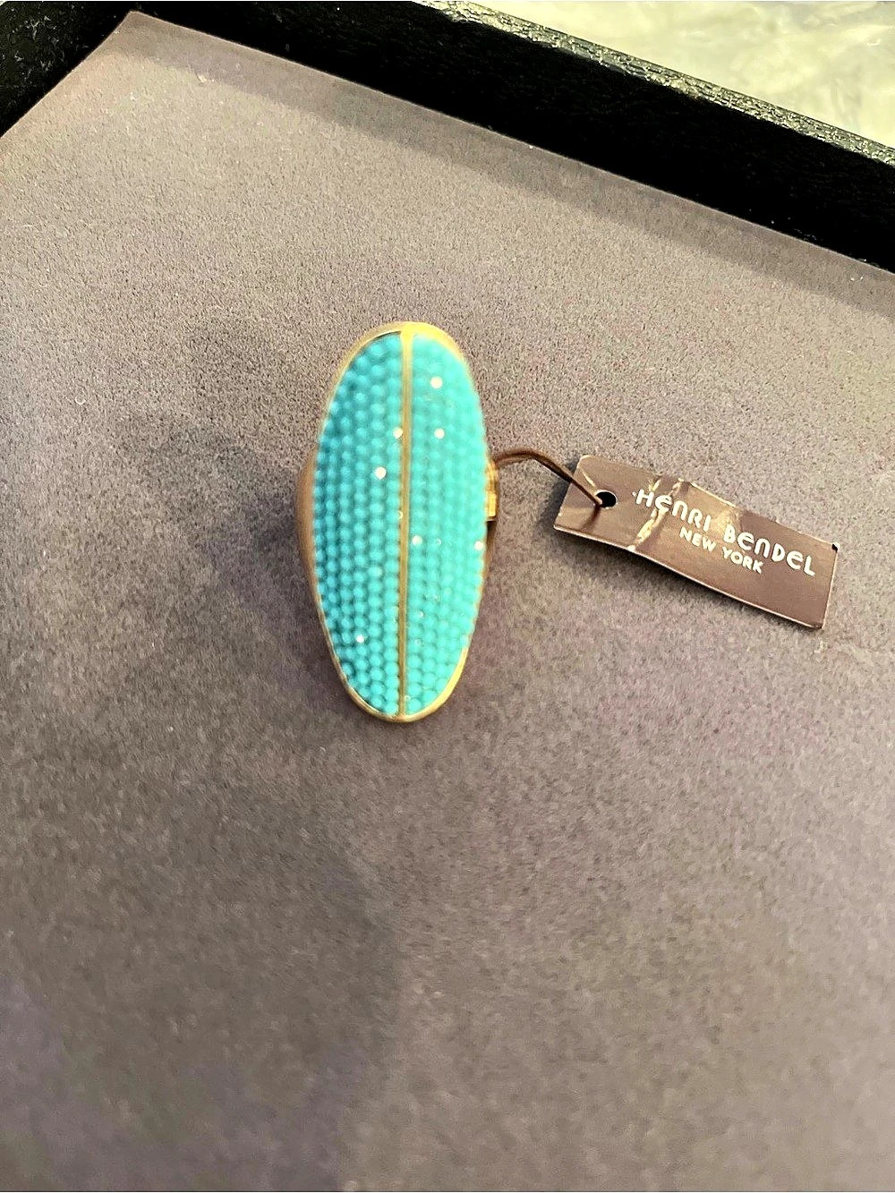 Henri Bendel Rocks Ring Turquoise Statement Ring Blue & Gold NWT